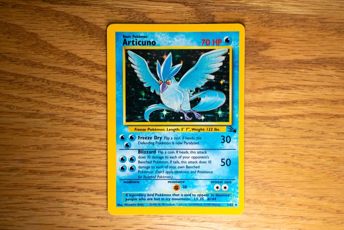 Articuno Fossil Holo 2/62 1999 Pokemon Card Near Mint For Sale