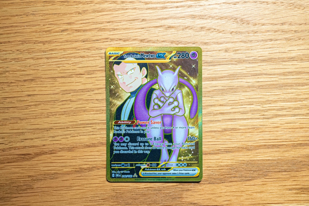 Team Rocket's Mewtwo ex 240/182 Destined Rivals Secret Rare Pokemon Card Mint