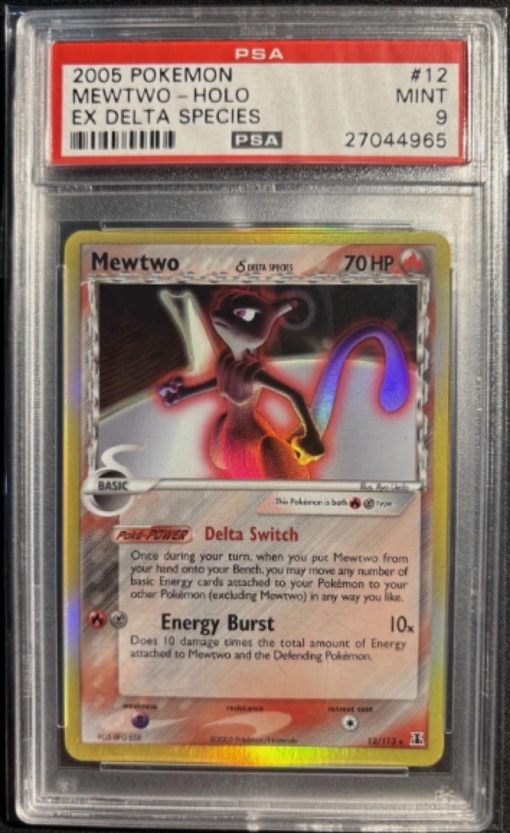 Mewtwo Holo 12/113 2005 Pokemon EX Delta Species PSA Graded Old Cert Slab